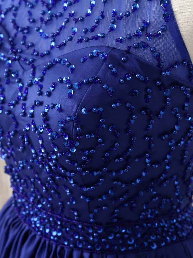 Royal Blue Satin Beads Short Prom Dress Blue Homecoming Dress Custom Size / Custom Color Royal Blue Satin Beads Short Prom Dress Blue Homecoming Dress Custom Size / Custom Color
