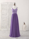 Purple Lace Chiffon Long Prom Dress Purple Bridesmaid Dress
