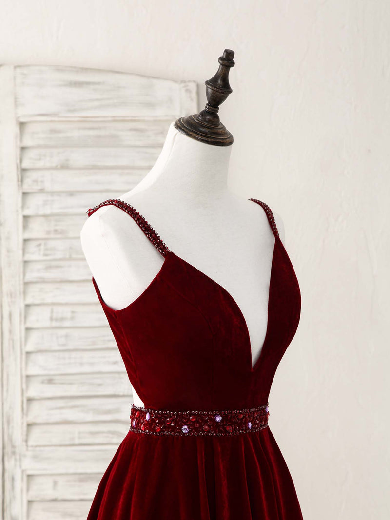 short velvet prom dress Cute V Neck Velvet Short Prom Dress Homecoming Dress