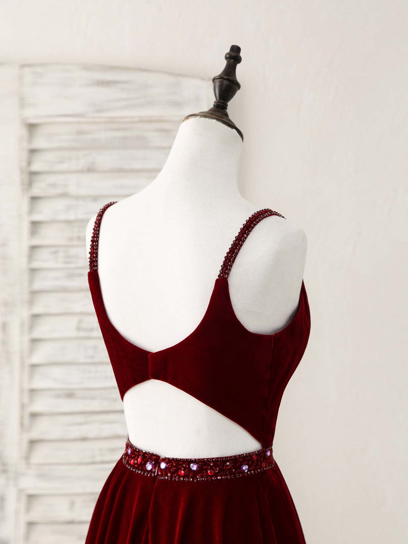 Burgundy V Neck Velvet Short Prom Dress, Burgundy Homecoming Dress US 12 / Custom Color Burgundy V Neck Velvet Short Prom Dress, Burgundy Homecoming Dress US 12 / Custom Color