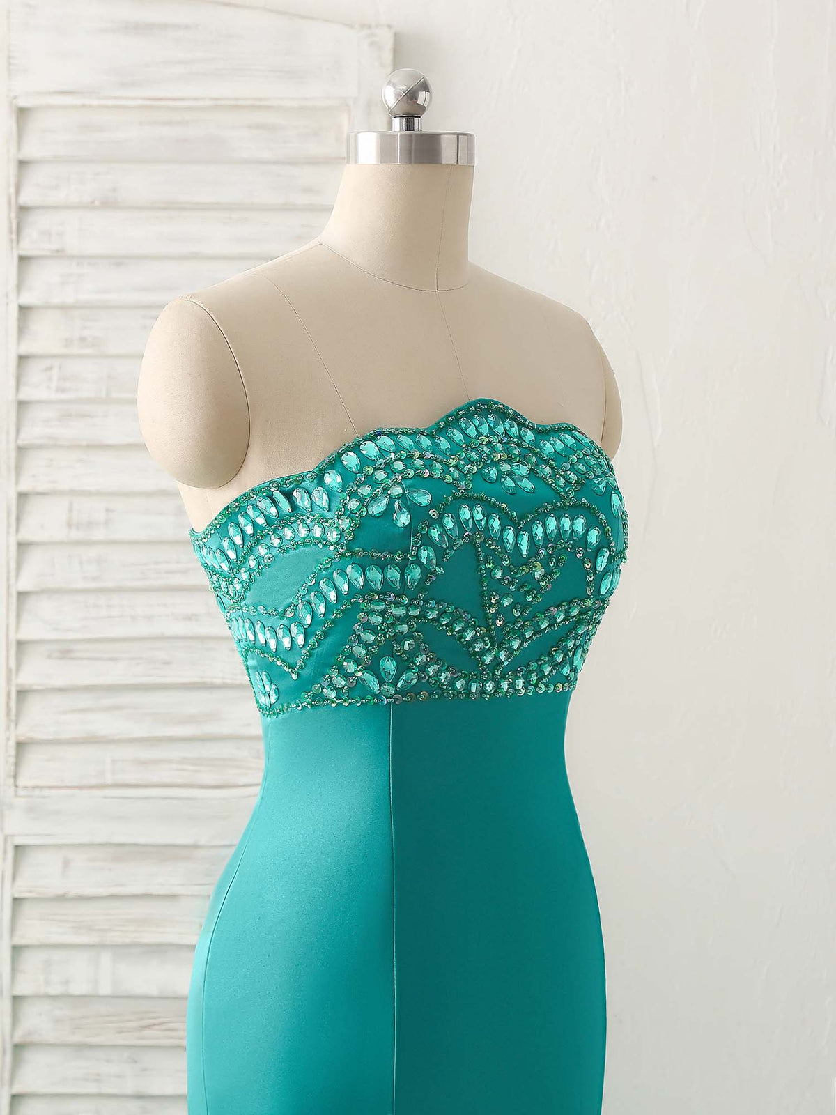 Green Tulle Mermaid Long Prom Dress Green Evening Dress
