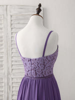 Purple Lace Chiffon Long Prom Dress Purple Bridesmaid Dress