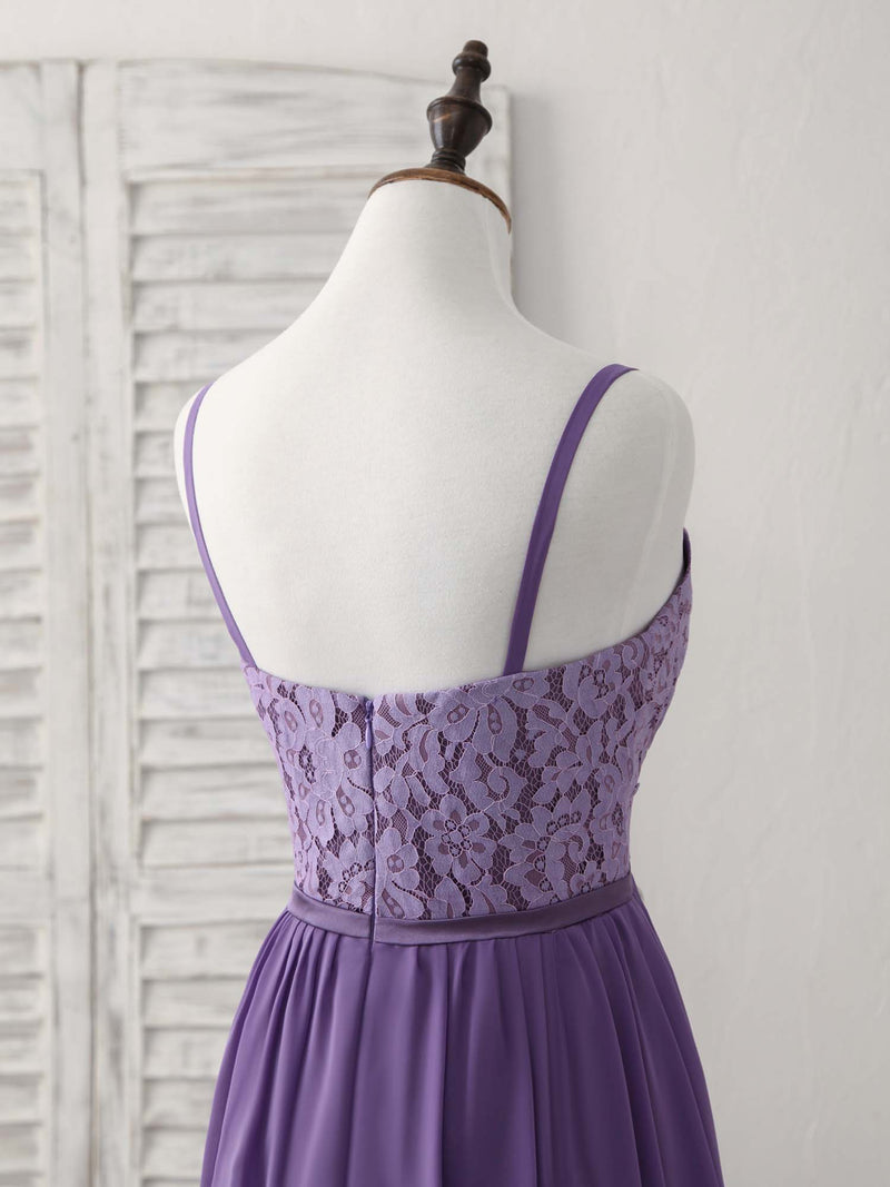Purple Lace Chiffon Long Prom Dress Purple Bridesmaid Dress shopluu Purple Lace Chiffon Long Prom Dress Purple Bridesmaid Dress shopluu