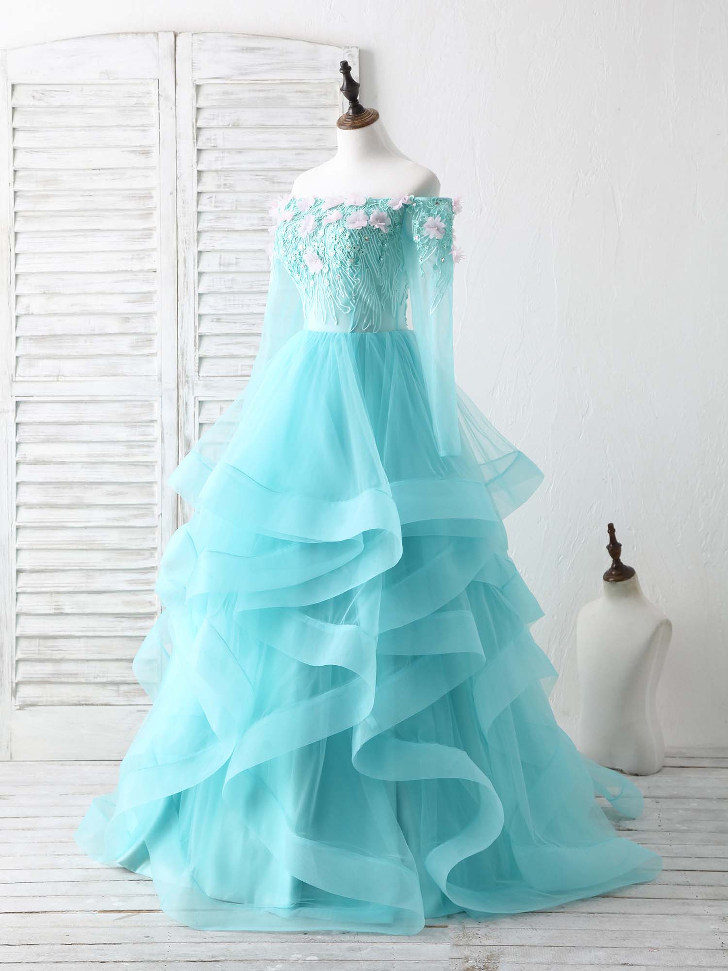 Green Tulle Lace Applique Long Prom Dress Green Graduation Dresses US 4 / Custom Color Green Tulle Lace Applique Long Prom Dress Green Graduation Dresses US 4 / Custom Color