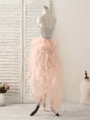 Pink Sweetheart Neck Rhinestones Organza Prom Dress Pink Homecoming Dresses