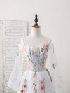 White Sweetheart Tulle Applique Long Prom Dress, White Evening Dress