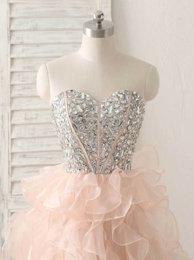 Pink Sweetheart Neck Rhinestones Organza Prom Dress Pink Homecoming Dr shopluu Pink Sweetheart Neck Rhinestones Organza Prom Dress Pink Homecoming Dr shopluu