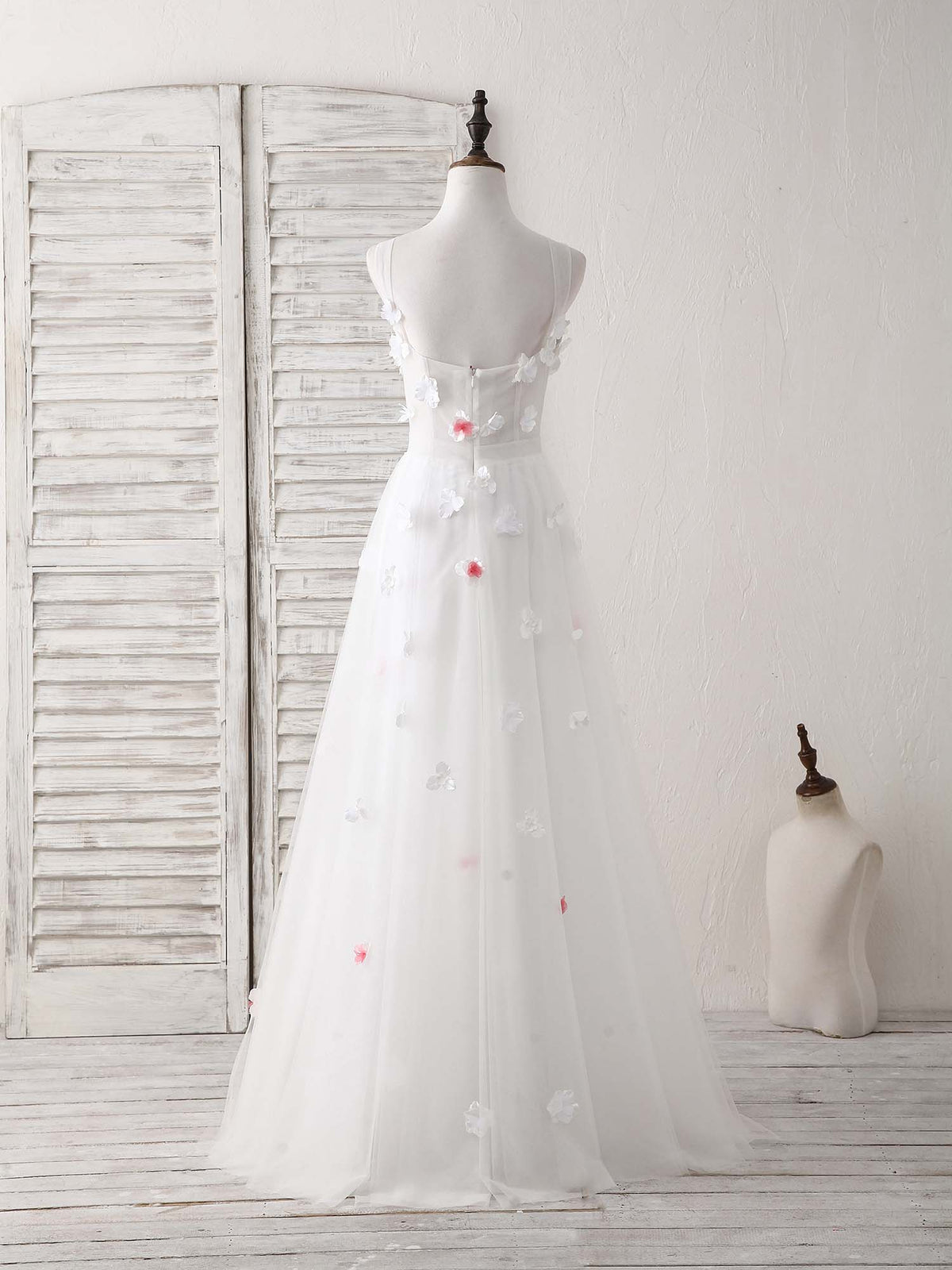 A-Line White Sweetheart Tulle Long Prom Dress White Evening Dress