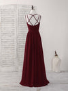 Simple Burgundy Chiffon Long Prom Dress, Burgundy Evening Dress