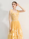 A-Line Yellow Tulle lace Short Prom Dress
