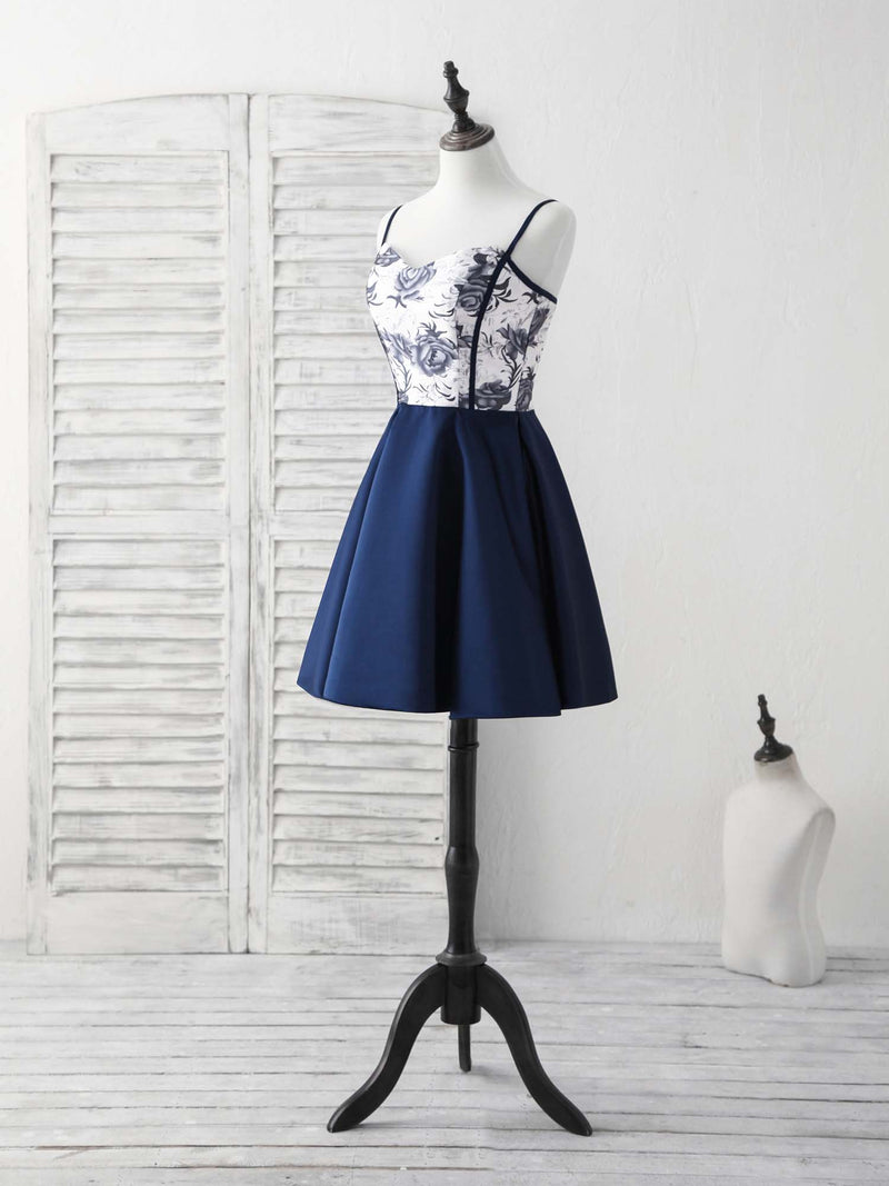 Simple Sweetheart Dark Blue Short Prom Dress Blue Homecoming Dress