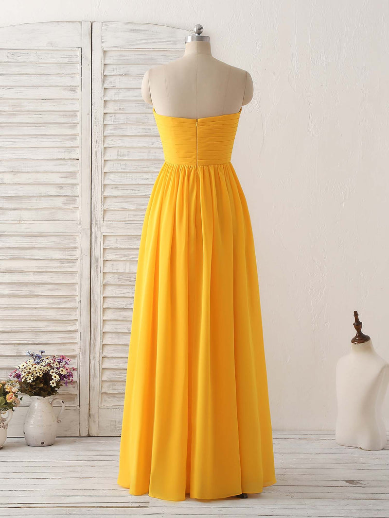 Simple Chiffon Yellow Long Prom Dress Simple Bridesmaid Dress