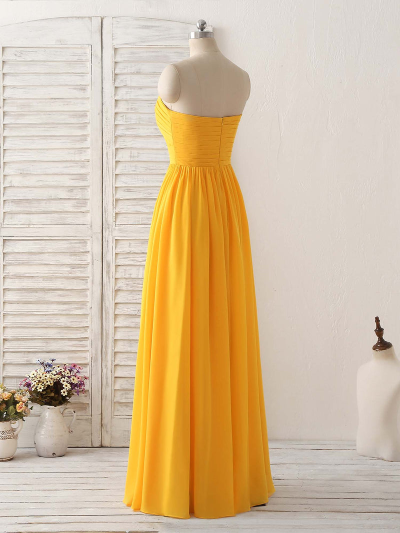 yellow chiffon dress Simple Chiffon Yellow Long Prom Dress Simple Bridesmaid Dress US 8 / Custom Color