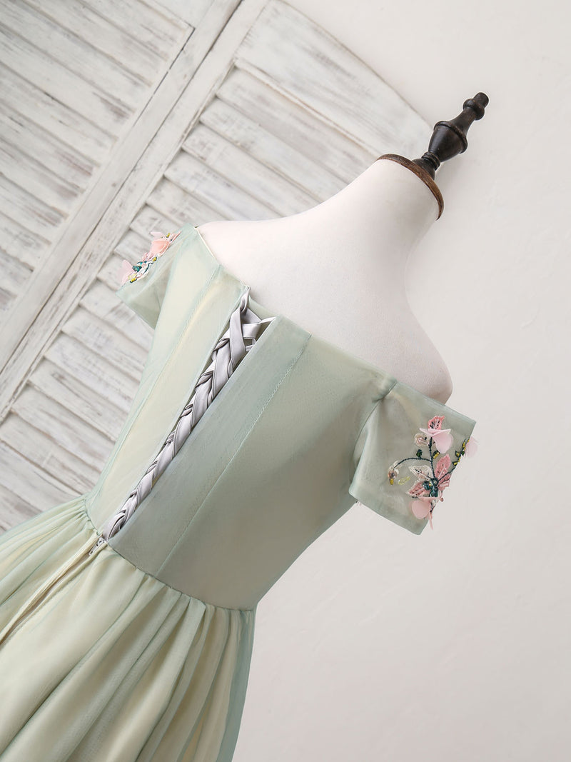 sage green prom dress short Short Sage Green Two Piece Prom Dress Lace Crop