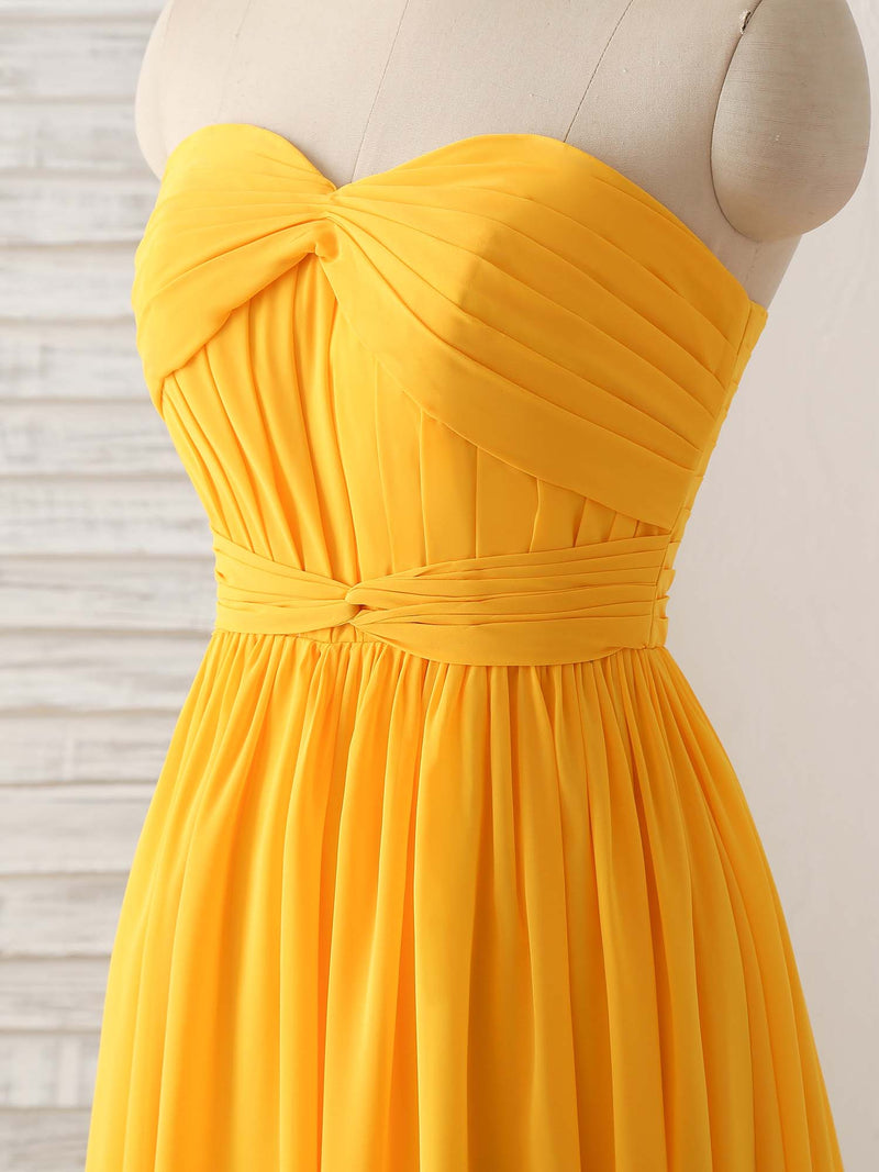 mustard yellow bridesmaid dresses Simple Chiffon Yellow Long Prom Dress Simple Bridesmaid Dress US 8 / Custom Color