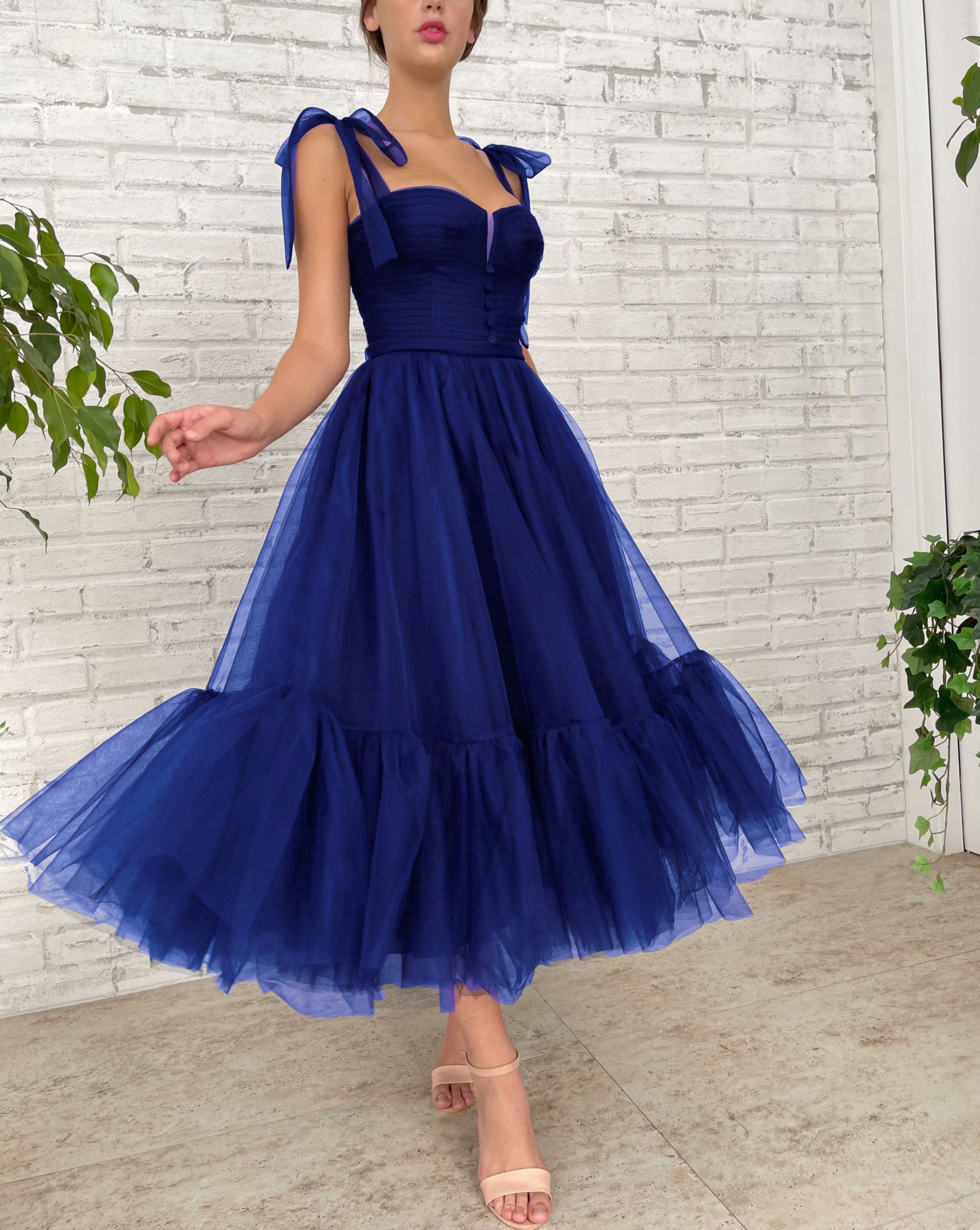 Simple dark blue tulle prom dress, blue tulle formal dress US 2 / Custom Color Simple dark blue tulle prom dress, blue tulle formal dress US 2 / Custom Color