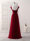 Simple Burgundy Tulle Long Prom Dress Burgundy Bridesmaid Dress
