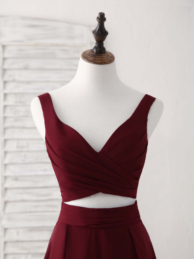 Burgundy Two Pieces Chiffon Long Prom Dress, Evening Dress US 8 / Burgundy Burgundy Two Pieces Chiffon Long Prom Dress, Evening Dress US 8 / Burgundy