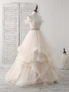 Champagne Sweetheart Off Shoulder Tulle Long Prom Dresses