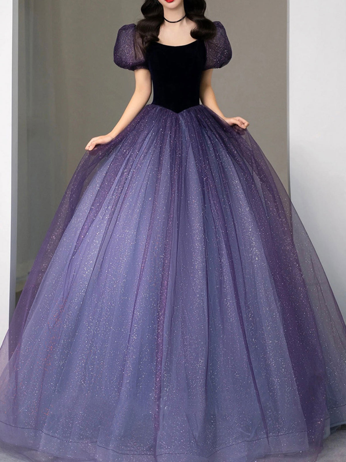 Purple Long Prom Dress, Ball Gown Purple Graduation Dress, sweet 16 dress