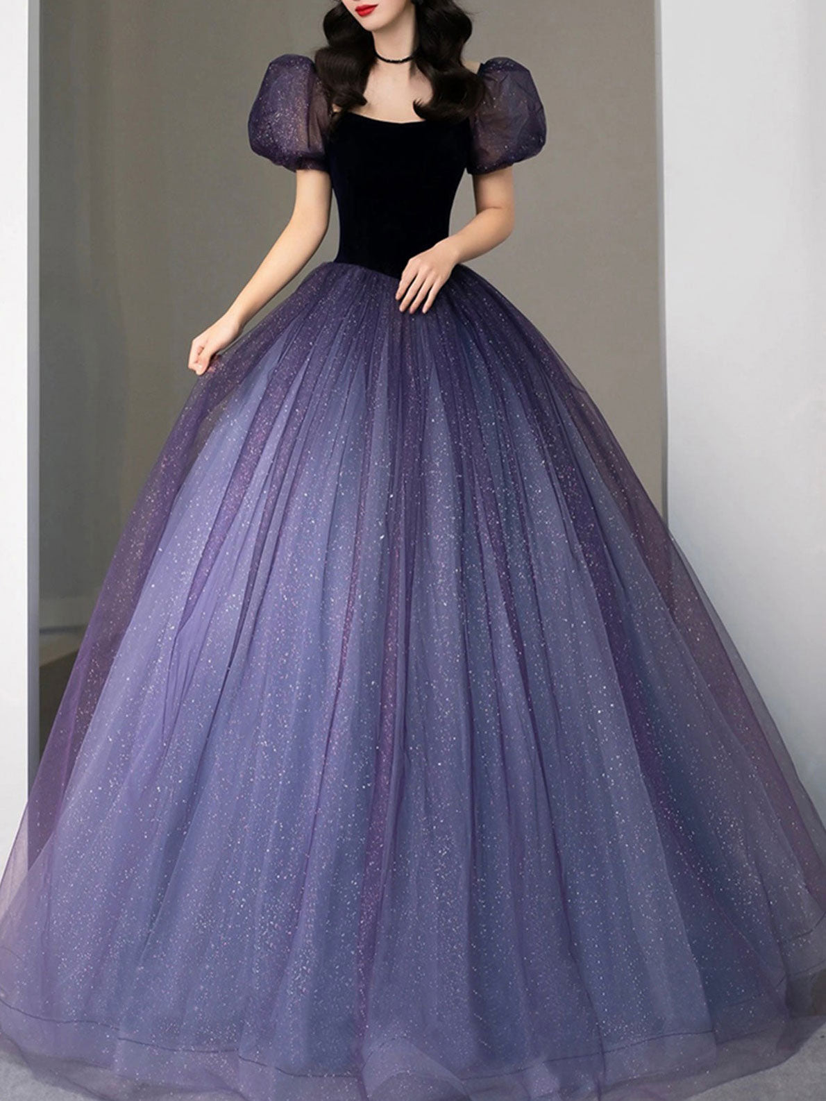 Purple Long Prom Dress, Ball Gown Purple Graduation Dress, sweet 16 dress