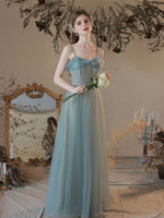 Green A line Sweetheart Neck Long Prom Dress Green Formal Party Dress
