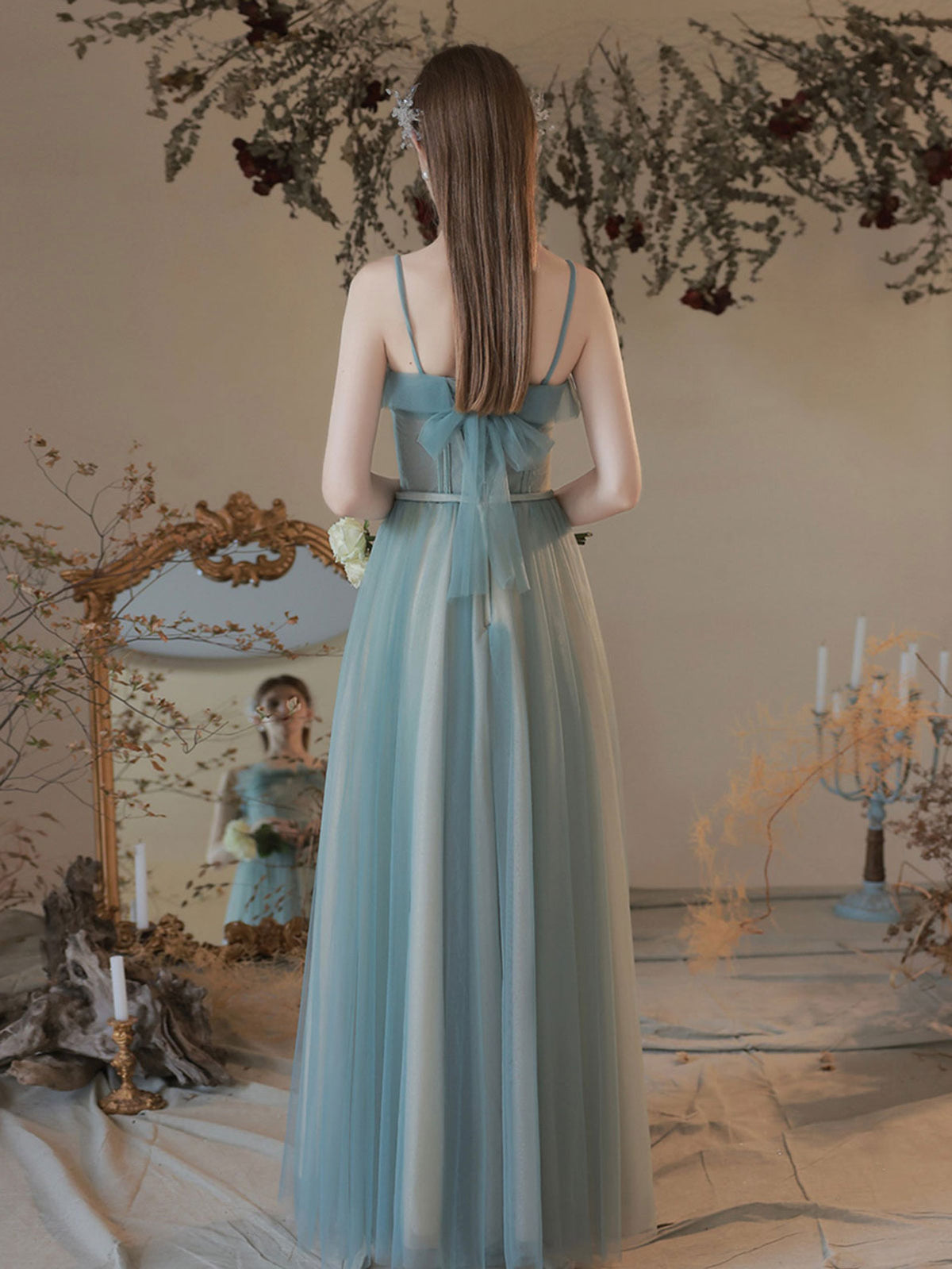 Green A line Sweetheart Neck Long Prom Dress Green Formal Party Dress