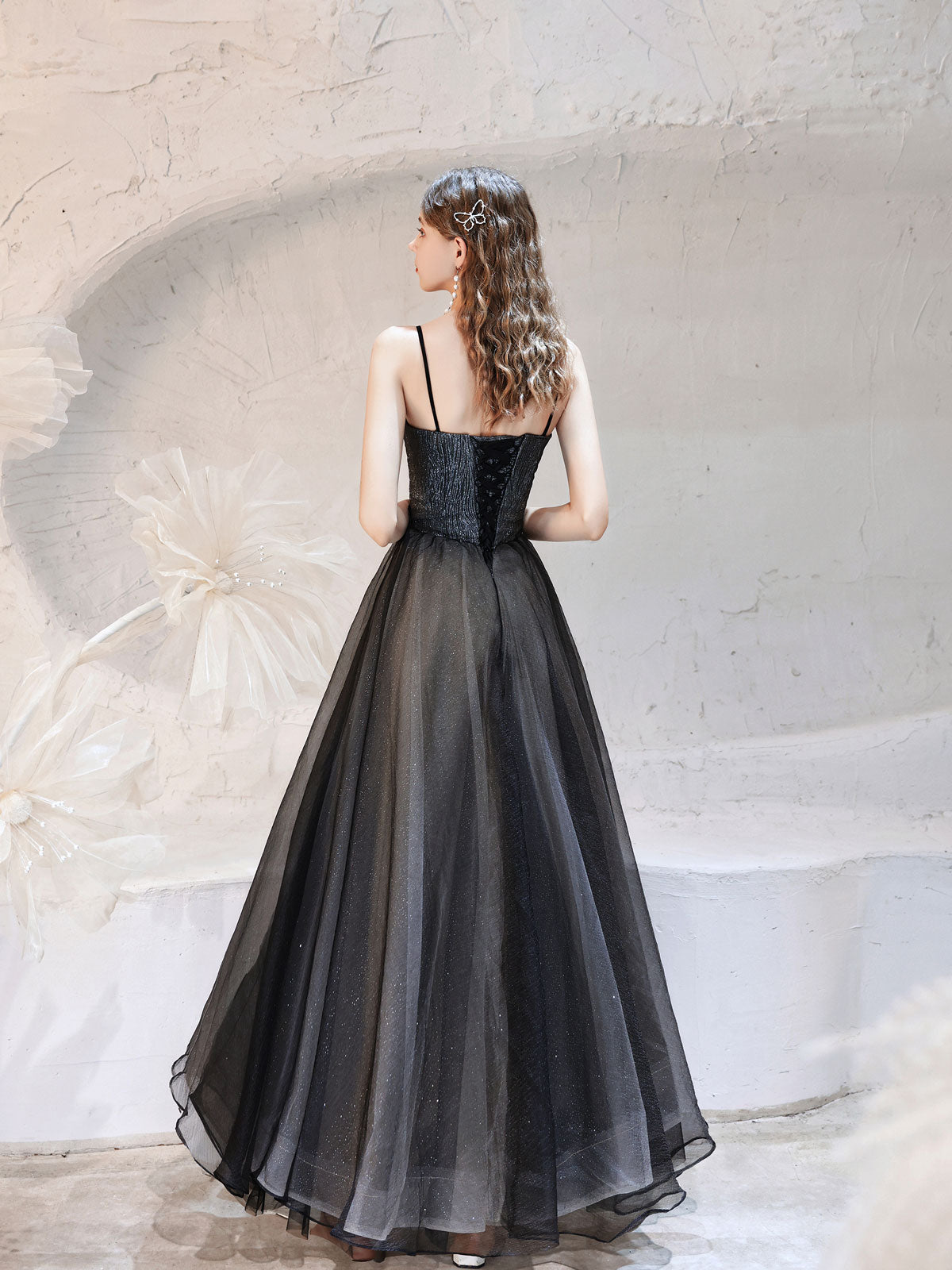 Lace Prom Dresses Black Aline Tulle Long Prom Dress, Black Lace Formal Evening Dress Dresstby Lace Prom Dresses Black Aline Tulle Long Prom Dress, Black Lace Formal Evening Dress Dresstby