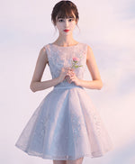 Gray Tulle Lace Short Prom Dress Gray Lace Homecoming Dress