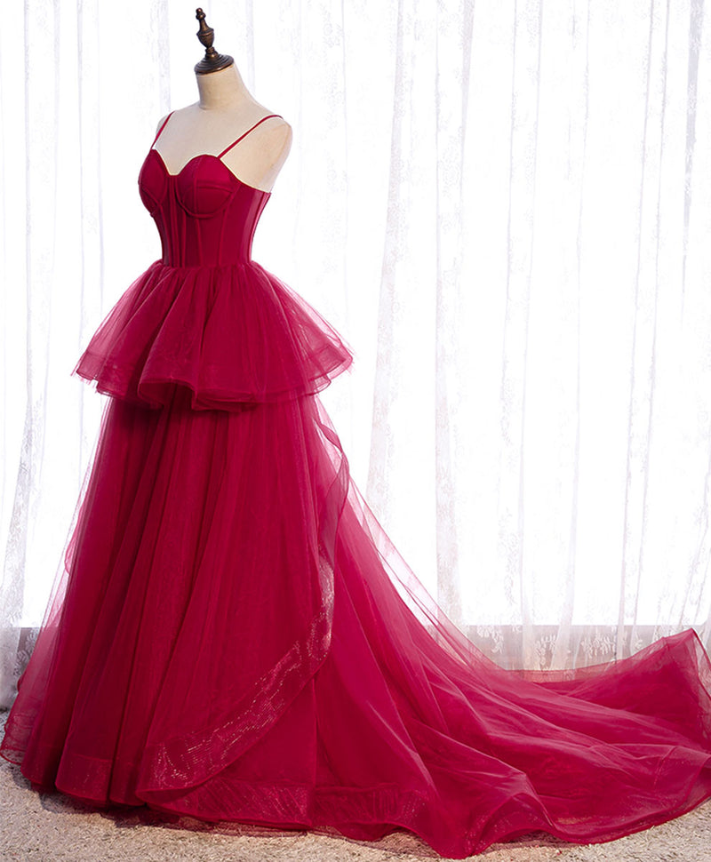 Red Long Prom Dresses, Sweetheart Neck Red Formal Gown – shopluu