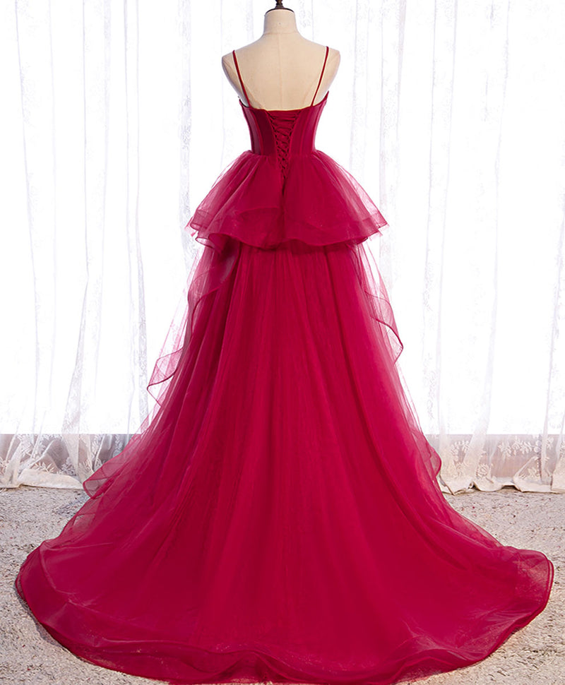 Red Long Prom Dresses, Sweetheart Neck Red Formal Gown