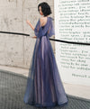 Blue Tulle Sequin Long Prom Dress Blue Tulle Evening Dress