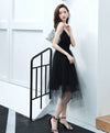 Black V Neck Tulle Short Prom Dress Black Short Evening Dress