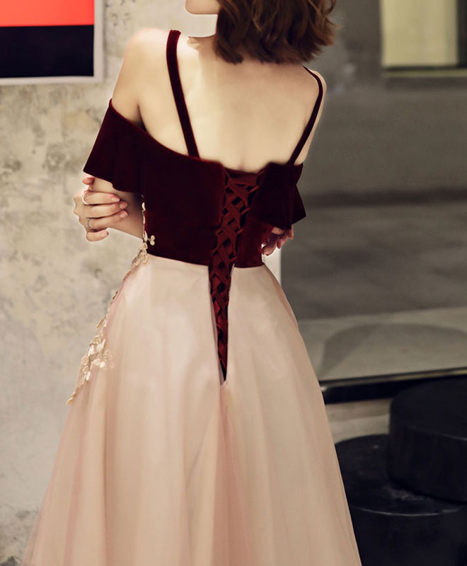 Simple Sweetheart Pink Tulle Lace Long Prom Dress Pink Evening Dress
