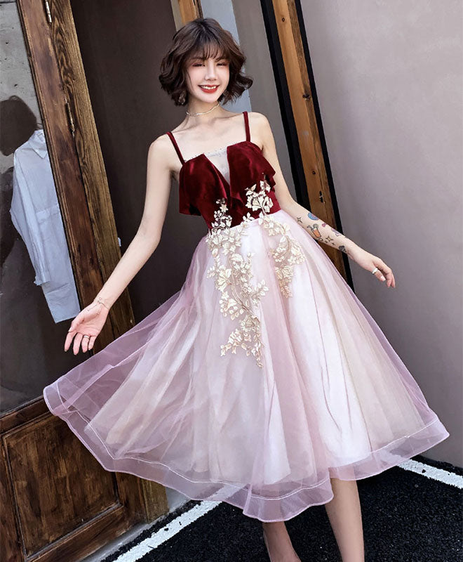 Pink Sweetheart Neck Tulle Short Prom Dress, Homecoming Dress