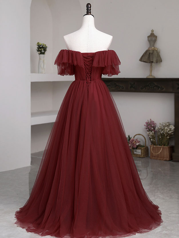Simple Burgundy A line Long Prom Dresses, Burgundy Bridesmaid Dresses shopluu Simple Burgundy A line Long Prom Dresses, Burgundy Bridesmaid Dresses shopluu