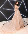 Champagne Tulle Lace Long Prom Dress Champagne Tulle Lace Formal Dress