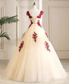 Burgundy Tulle Beads Lace Long Prom Dress Sweet 16 Dress