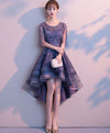 Purple Tulle Lace Short Prom Dress, Purple Evening Dress