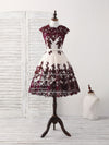 Burgundy Lace Tulle Short Prom Dress Burgundy Bridesmaid Dress