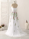 White Two Pieces Lace Applique Long Prom Dress, Evening Dress