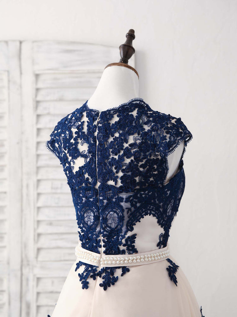 Dark Blue Lace Tulle Short Prom Dress Blue Bridesmaid Dress shopluu Dark Blue Lace Tulle Short Prom Dress Blue Bridesmaid Dress shopluu