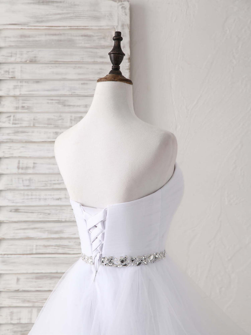 White Sweetheart Neck Tulle Long Prom Dress, White Formal Graduation Dress Custom Size / White White Sweetheart Neck Tulle Long Prom Dress, White Formal Graduation Dress Custom Size / White