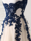 A-Line Sweetheart Tulle Lace Applique Long Prom Dress, Bridesmaid Dress