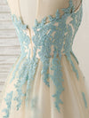 Cute Champagne Lace Long Prom Dress, A Line Tulle Bridesmaid Dress