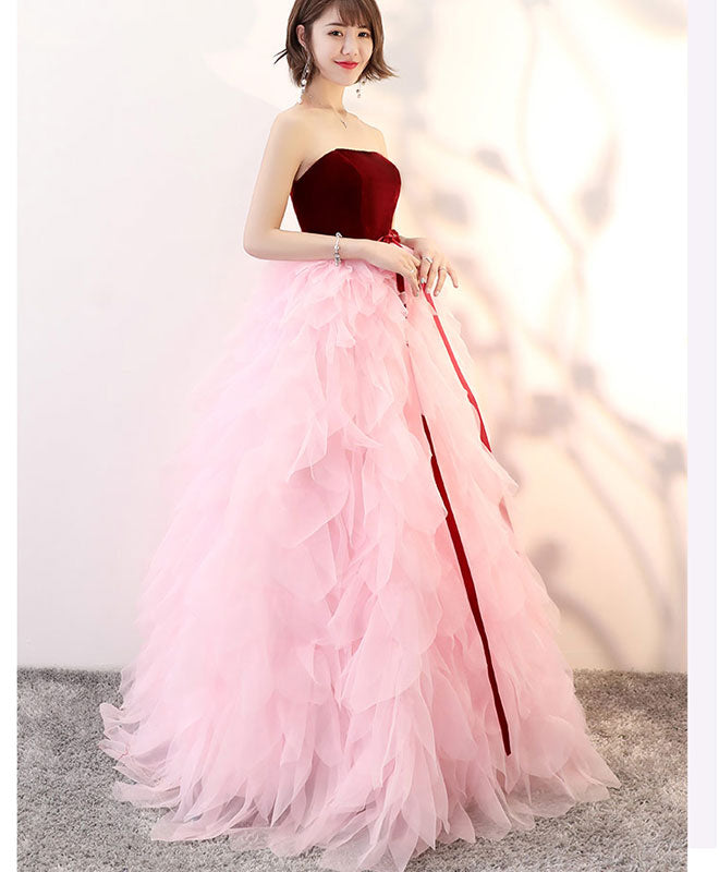 Cute Pink Tulle Long Prom Dress, Evening Dress