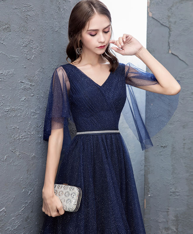 Blue V-Neck Tulle Long Prom Dresses, A-Line Evening Dresses US 10 / Blue Blue V-Neck Tulle Long Prom Dresses, A-Line Evening Dresses US 10 / Blue