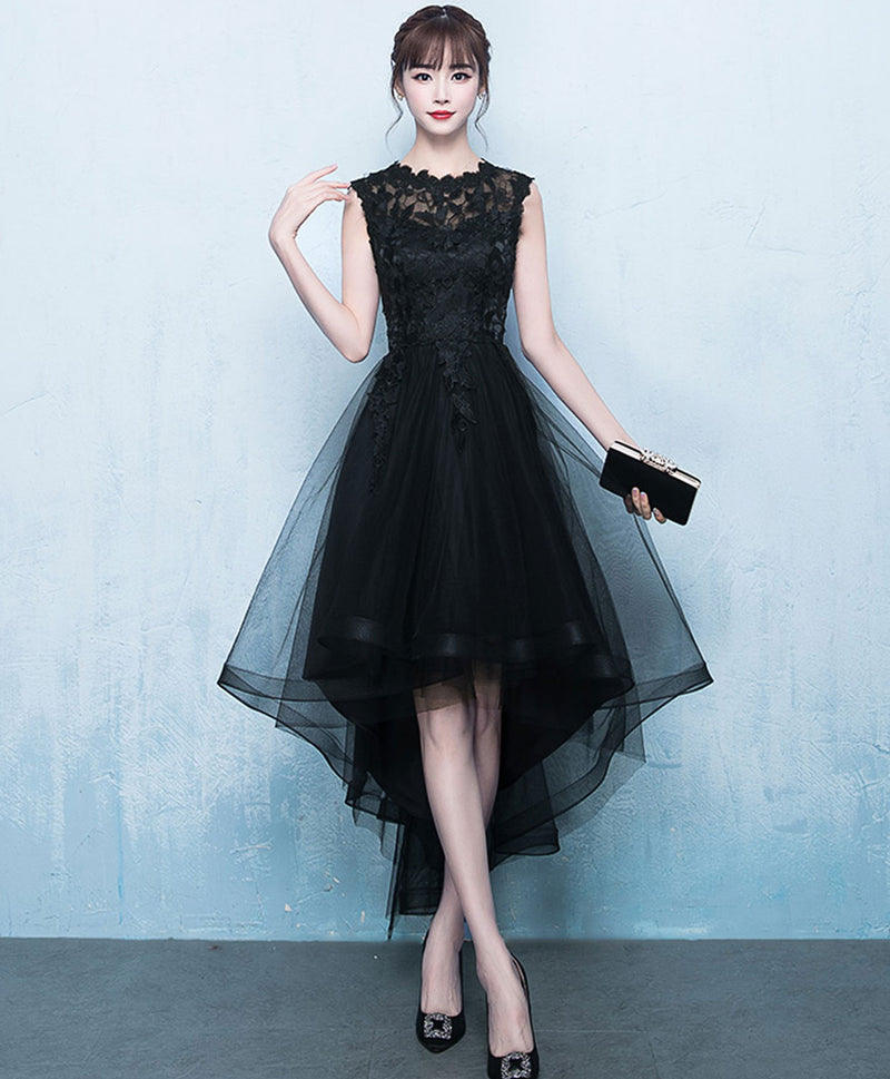 Black A-Line Tulle High Low Prom Dress, Black Homecoming Dresses – shopluu