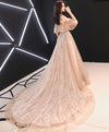 Champagne Tulle Lace Long Prom Dress Champagne Tulle Lace Formal Dress