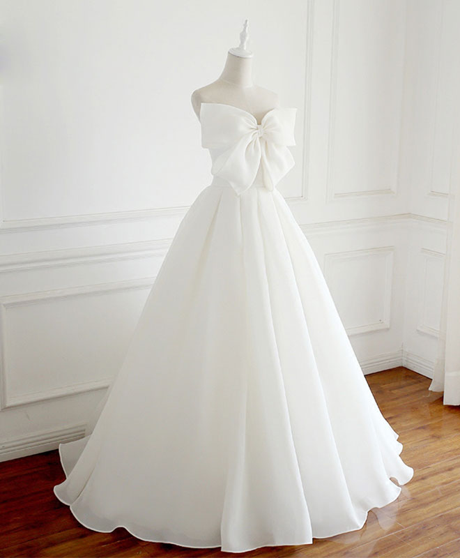 White Sweetheart  Long Prom Dress, White Formal Dress